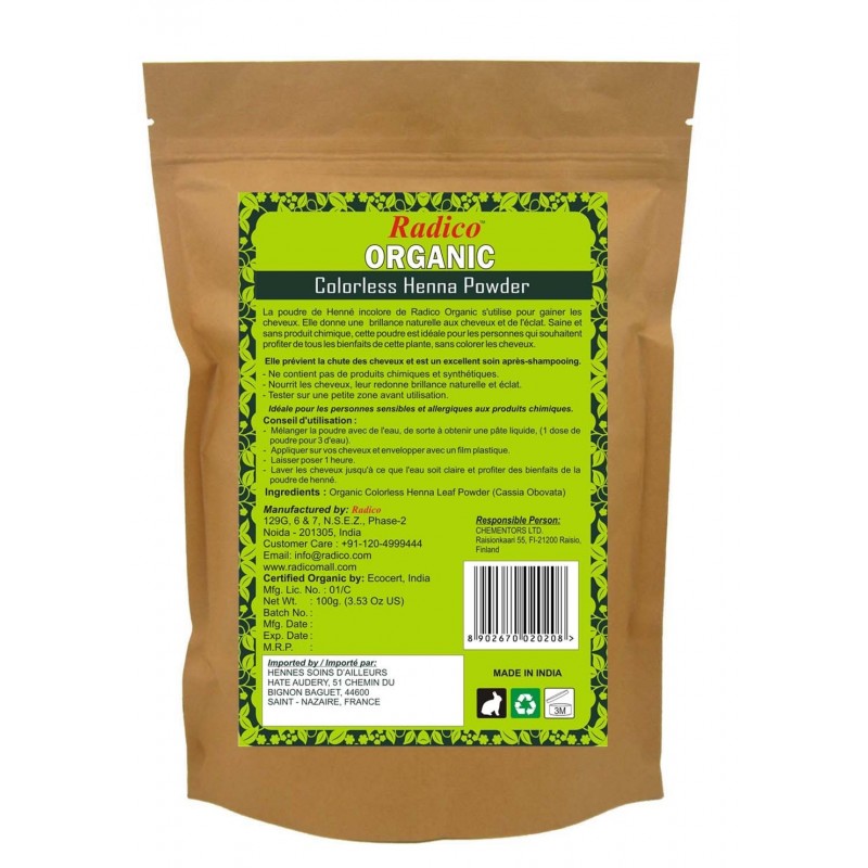 Henné neutre - non colorant - 90g - hennedrog - soin végétal 100% natu