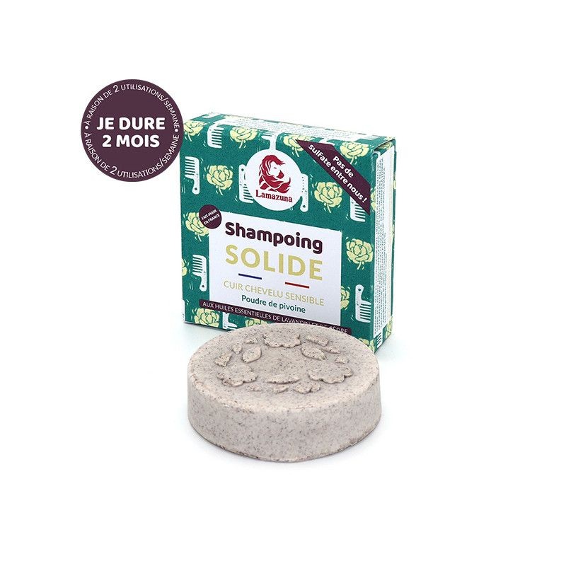 Shampoing Solide Cuir Chevelu Sensible Poudre de pivoine Lamazuna