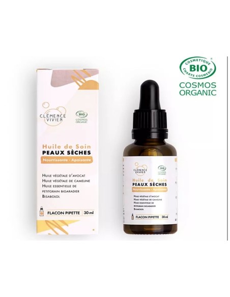 Huile soin peaux sèches Clémence & Vivien 30 ml – Soin visage hydratant intense