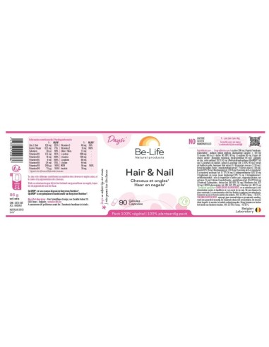 Hair & Nail Be-Life - complément cheveux et ongles - 90 gélules