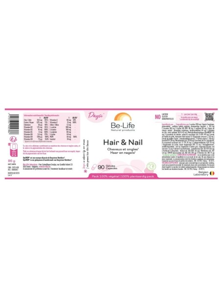 Hair & Nail Be-Life - complément cheveux et ongles - 90 gélules