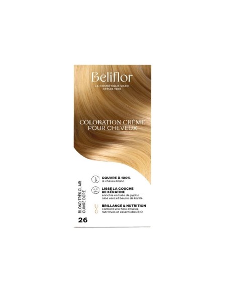 Coloration crème n°26 Blond Très Clair Cuivré Doré – Beliflor
