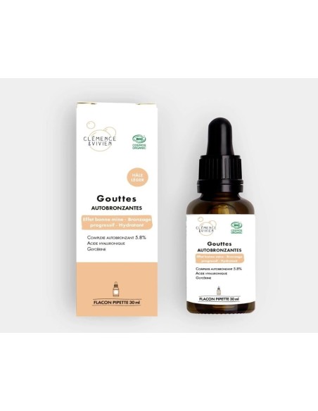 Gouttes Autobronzantes Hâle Léger BIO Clémence & Vivien 30 ml – Teint Lumineux