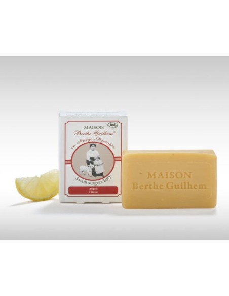 Savon Argan & Citron au lait de chèvre – 100 g  Berthe Guilhem