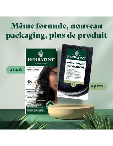 Coloration Herbatint Noir 1N 170 ml – Gel colorant sans ammoniaque