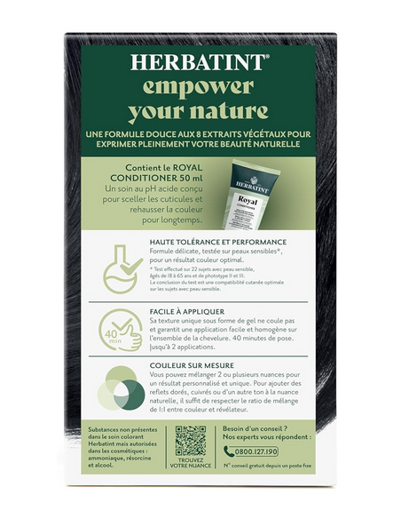 Coloration Herbatint Noir 1N 170 ml – Gel colorant sans ammoniaque