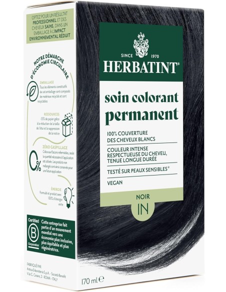 Coloration Herbatint Noir 1N 170 ml – Gel colorant sans ammoniaque
