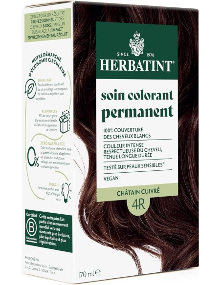 Coloration Herbatint Châtain Cuivré 4R 170 ml – Gel colorant sans ammoniaque