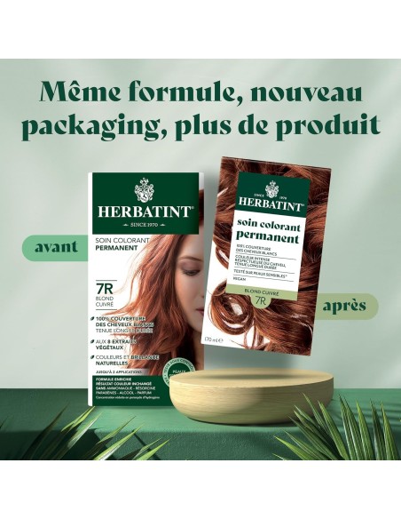 Coloration Blond cuivré Herbatint 7R 170 ml – Gel colorant sans ammoniaque