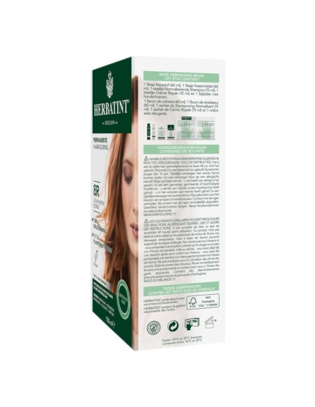 Coloration Blond clair cuivré Herbatint 8R – Gel Colorant 170 ml